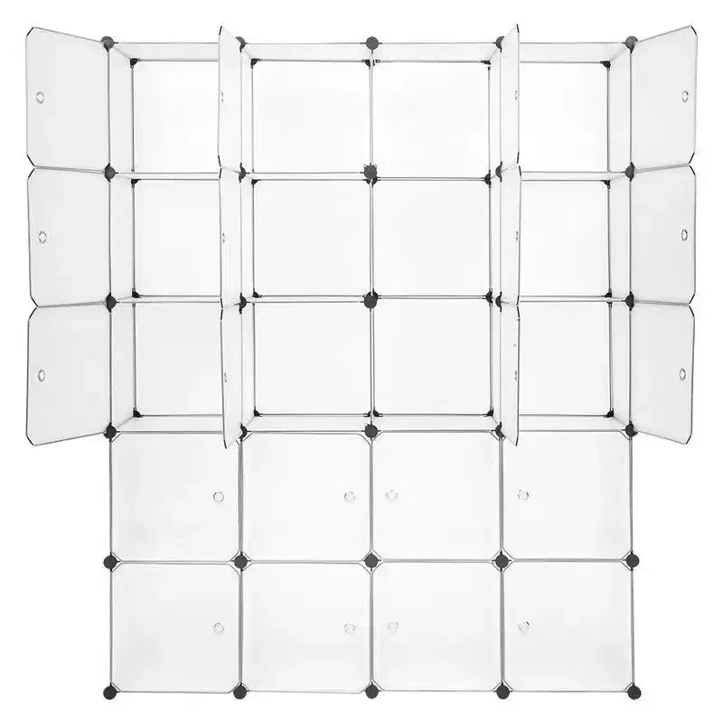 Karl Home Armoire modulable 20 cubes avec 1 tringle et 5 niveaux de rangement en plastique à monter soi-même Blanc
