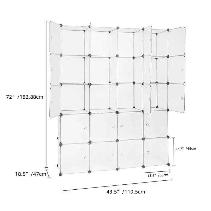 Karl Home Armoire modulable 20 cubes avec 1 tringle et 5 niveaux de rangement en plastique à monter soi-même Blanc