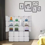 Karl Home Armoire modulable 20 cubes avec 1 tringle et 5 niveaux de rangement en plastique à monter soi-même Blanc