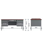Flash Furniture Cambridge, bureau double piédestal de qualité commerciale 76x152 cm avec 5 tiroirs verrouillables, plateau couleur acajou et cadre gris anthracite