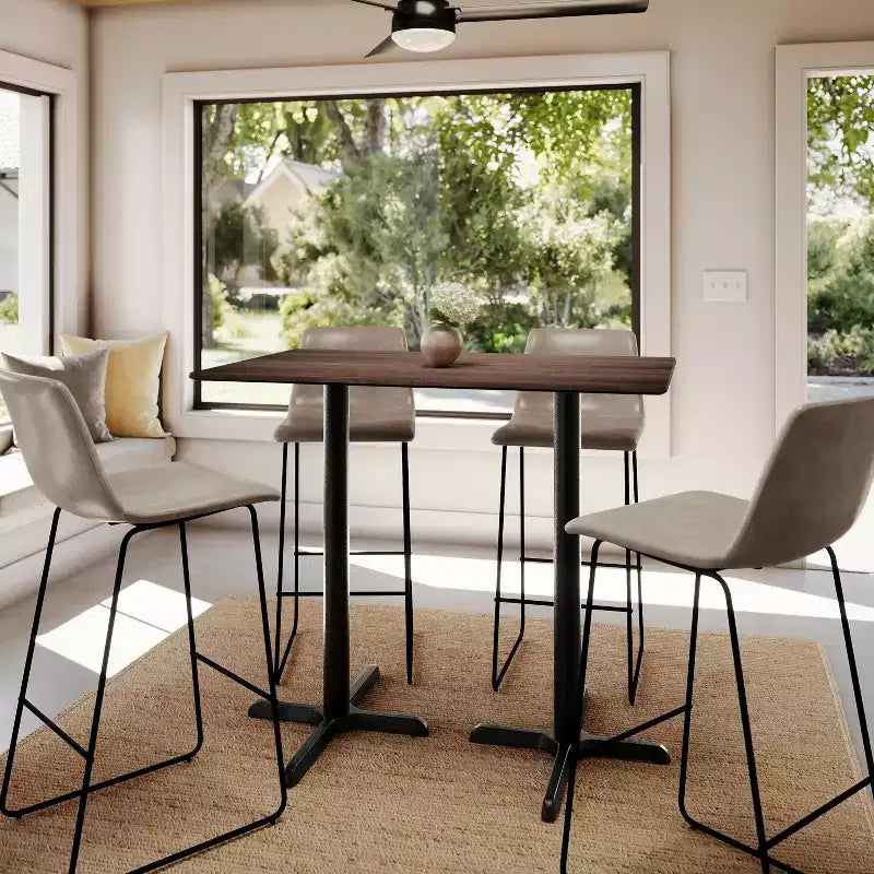 Plateau de table Flash Furniture Acadia avec technologie HPL TopGuard et base hauteur bar