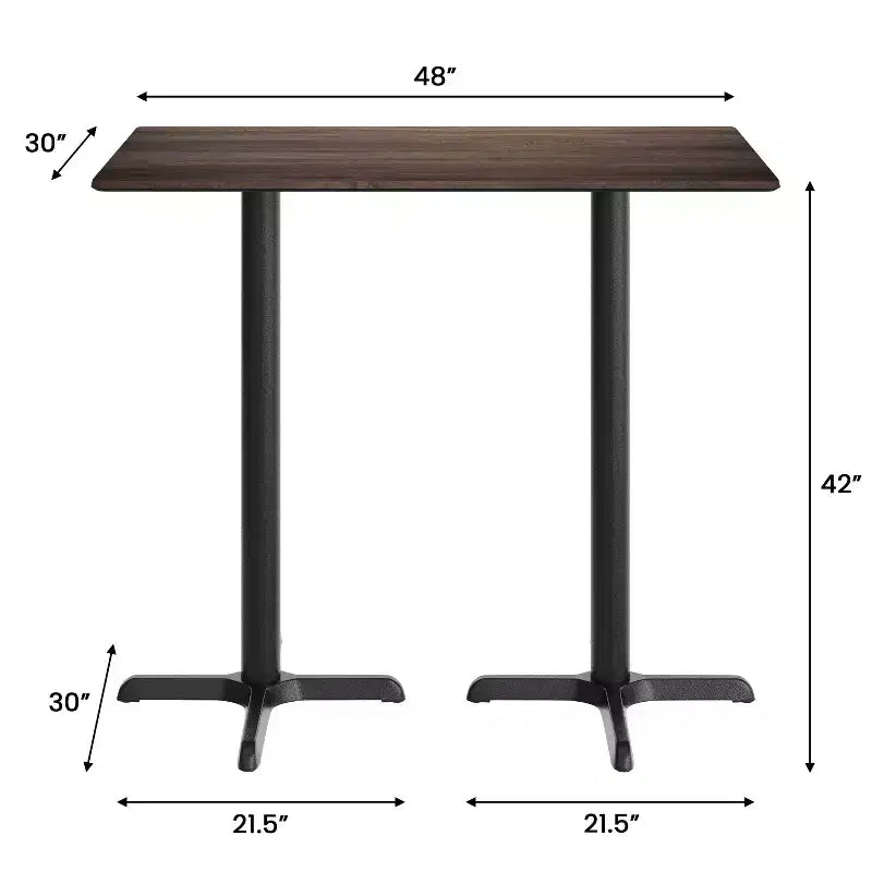 Plateau de table Flash Furniture Acadia avec technologie HPL TopGuard et base hauteur bar