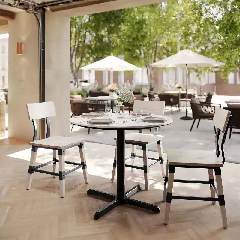 Plateau de table Flash Furniture Acadia avec technologie HPL TopGuard et pied en X à hauteur de table