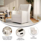 Fauteuil inclinable manuel Flash Furniture Cash avec pivotement à 270 degrés, ports de chargement USB/USB-C, parfait pour le salon ou la chambre d'enfant