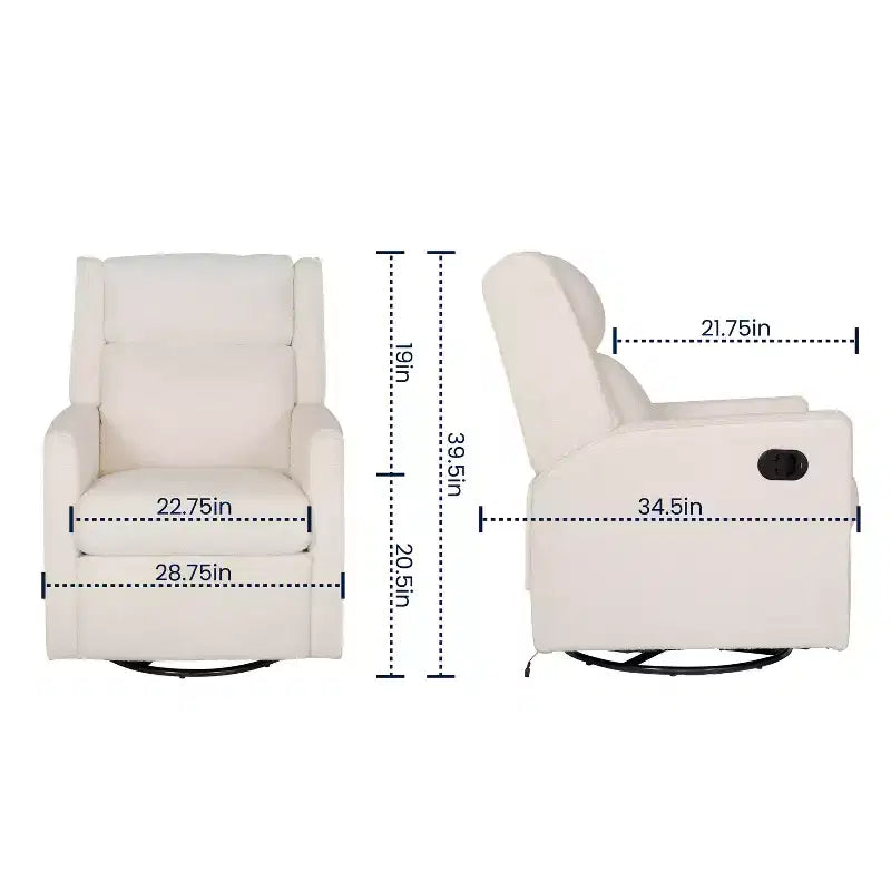 Fauteuil inclinable manuel Flash Furniture Cash avec pivotement à 270 degrés, ports de chargement USB/USB-C, parfait pour le salon ou la chambre d'enfant