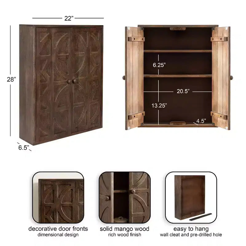 Meuble mural en bois Kate and Laurel Galliene, 22x7x28 Naturel