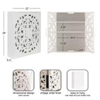Armoire murale en bois sculpté Saanvi de Kate et Laurel, 22x7x28 blanc