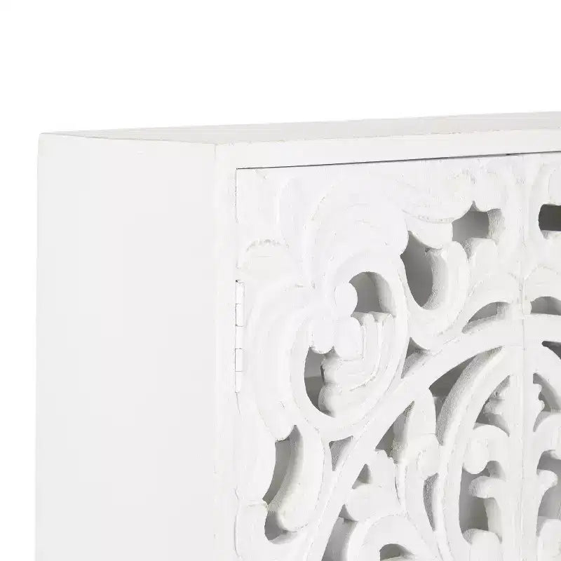 Armoire murale en bois sculpté Saanvi de Kate et Laurel, 22x7x28 blanc