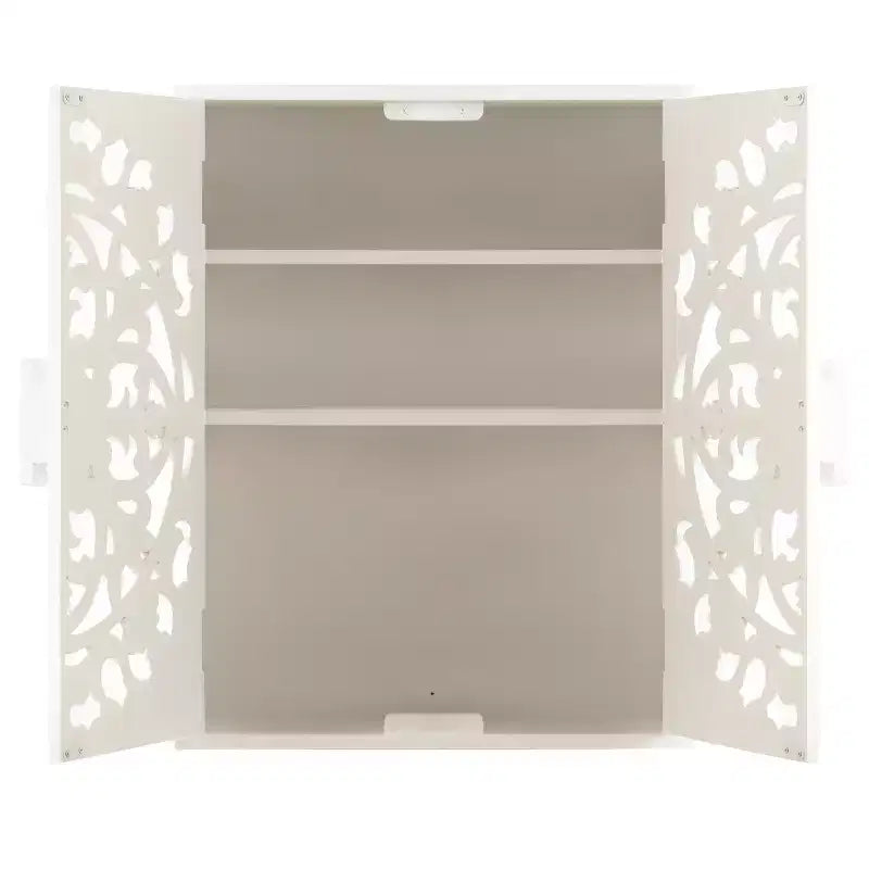 Armoire murale en bois sculpté Saanvi de Kate et Laurel, 22x7x28 blanc