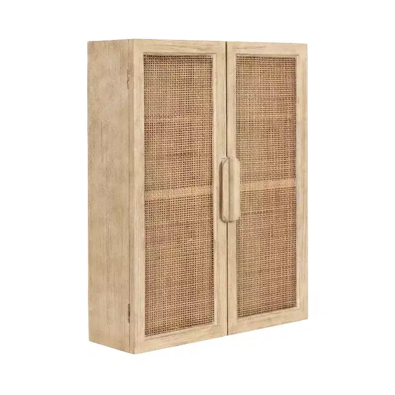 Kate and Laurel Ori Rattan 2-Door Wall Cabinet, 22x28 Natural