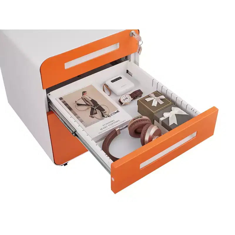 Meuble de classement mobile à 3 tiroirs avec serrure, tiroir de rangement roulant sous le bureau, meuble de classement compact et moderne pour bureau à domicile