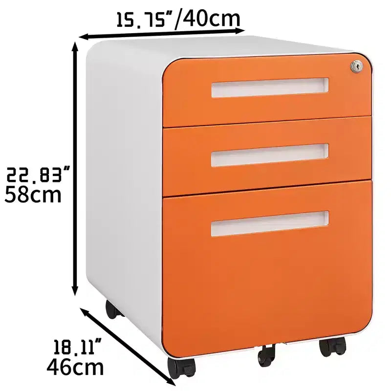Meuble de classement mobile à 3 tiroirs avec serrure, tiroir de rangement roulant sous le bureau, meuble de classement compact et moderne pour bureau à domicile