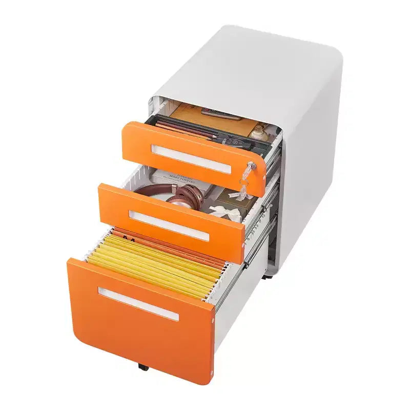 Meuble de classement mobile à 3 tiroirs avec serrure, tiroir de rangement roulant sous le bureau, meuble de classement compact et moderne pour bureau à domicile