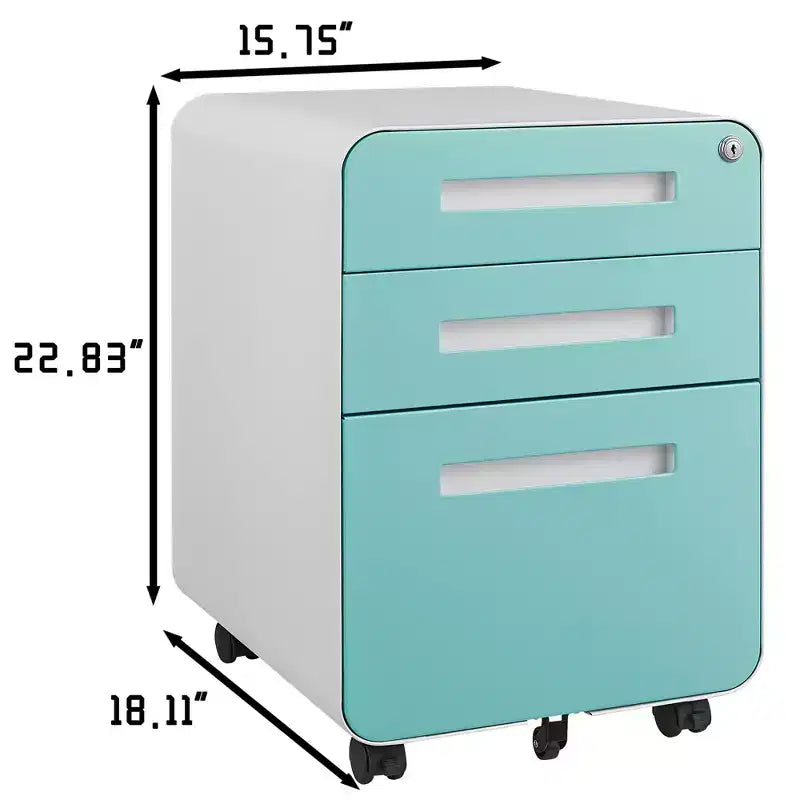 Meuble de classement mobile à 3 tiroirs avec serrure, tiroir de rangement roulant sous le bureau, meuble de classement compact et moderne pour bureau à domicile