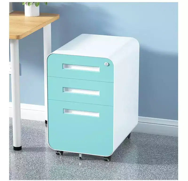 3 Drawer Mobile File Cabinet with Lock, Rolling Under Desk Storage Drawer, Modern Compact Pedestal Cabinet for Home Office