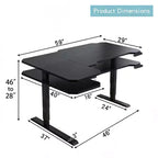 JVNOXK Bureau d'angle réglable en hauteur électrique de 150 cm, bureau d'ordinateur assis-debout pour bureau à domicile, noir