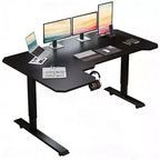 JVNOXK Bureau d'angle réglable en hauteur électrique de 150 cm, bureau d'ordinateur assis-debout pour bureau à domicile, noir