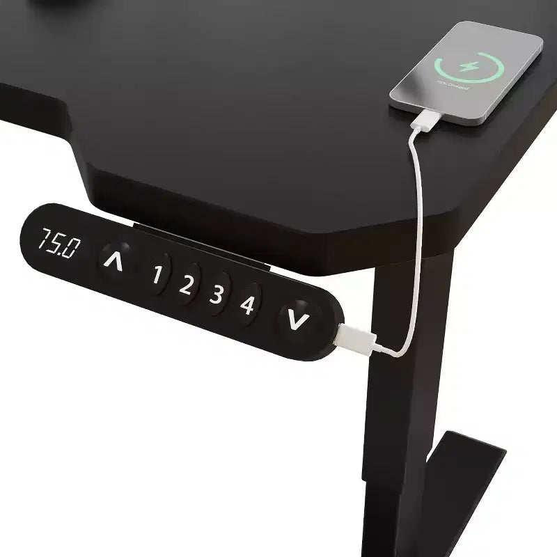JVNOXK Bureau d'angle réglable en hauteur électrique de 150 cm, bureau d'ordinateur assis-debout pour bureau à domicile, noir