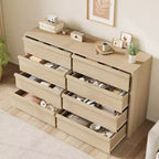 Commode à 8 tiroirs pour chambre à coucher, commode en bois de chêne naturel avec grands tiroirs de rangement, organisateur pour salon, entrée, chambre d'enfant