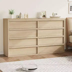 Commode à 8 tiroirs pour chambre à coucher, commode en bois de chêne naturel avec grands tiroirs de rangement, organisateur pour salon, entrée, chambre d'enfant
