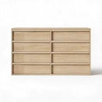 Commode à 8 tiroirs pour chambre à coucher, commode en bois de chêne naturel avec grands tiroirs de rangement, organisateur pour salon, entrée, chambre d'enfant