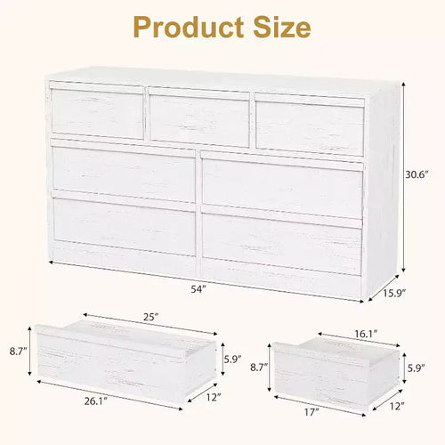 Commode à 8 tiroirs pour chambre à coucher, commode en bois de chêne naturel avec grands tiroirs de rangement, organisateur pour salon, entrée, chambre d'enfant