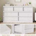 Commode à 8 tiroirs pour chambre à coucher, commode en bois de chêne naturel avec grands tiroirs de rangement, organisateur pour salon, entrée, chambre d'enfant