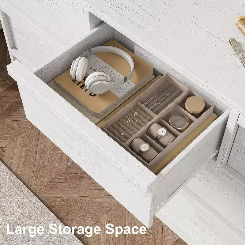 Commode à 8 tiroirs pour chambre à coucher, commode en bois de chêne naturel avec grands tiroirs de rangement, organisateur pour salon, entrée, chambre d'enfant