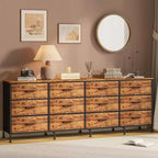 Commode moderne de 178 cm avec 12 tiroirs en tissu pour chambre, salon et entrée