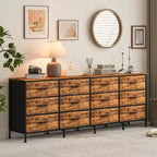 Commode moderne de 178 cm avec 12 tiroirs en tissu pour chambre, salon et entrée