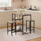 Ensemble de table de cuisine 3 pièces avec étagères de rangement, table à manger peu encombrante et 2 tabourets pour petits espaces cuisine salle à manger restaurant