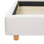 Cadre de lit plateforme rembourré grand lit/très grand lit avec tête de lit capitonnée douce, Blanc - ModernLuxe