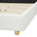 Cadre de lit plateforme rembourré grand lit/très grand lit avec tête de lit capitonnée douce, Blanc - ModernLuxe