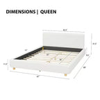 Cadre de lit plateforme rembourré grand lit/très grand lit avec tête de lit capitonnée douce, Blanc - ModernLuxe