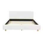 Cadre de lit plateforme rembourré grand lit/très grand lit avec tête de lit capitonnée douce, Blanc - ModernLuxe