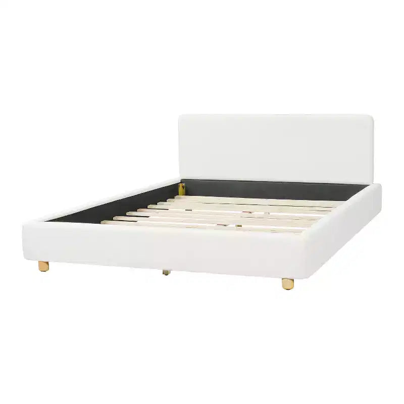Cadre de lit plateforme rembourré grand lit/très grand lit avec tête de lit capitonnée douce, Blanc - ModernLuxe