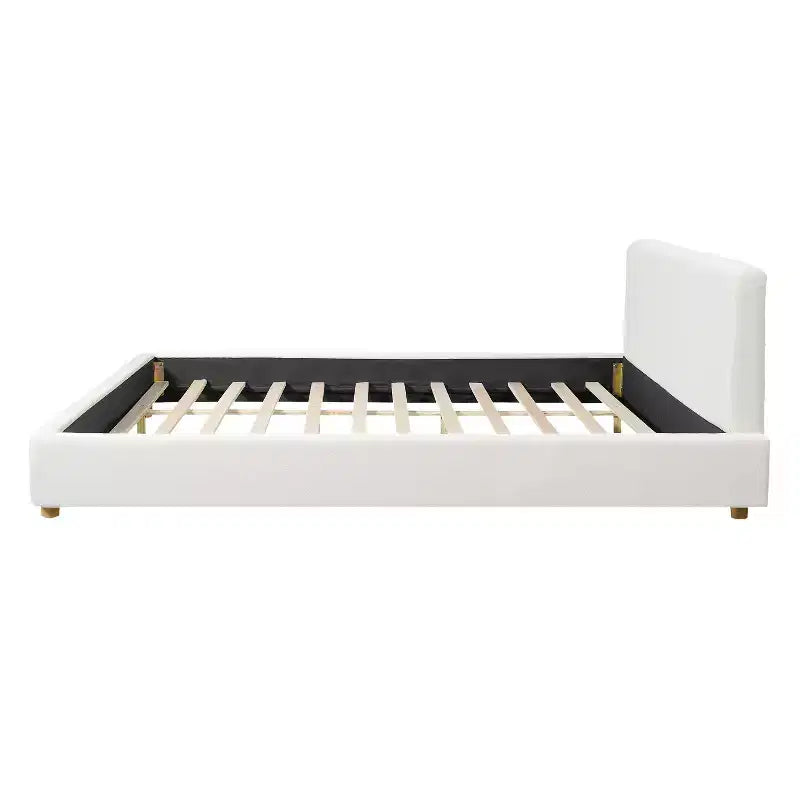 Cadre de lit plateforme rembourré grand lit/très grand lit avec tête de lit capitonnée douce, Blanc - ModernLuxe