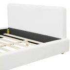 Cadre de lit plateforme rembourré grand lit/très grand lit avec tête de lit capitonnée douce, Blanc - ModernLuxe