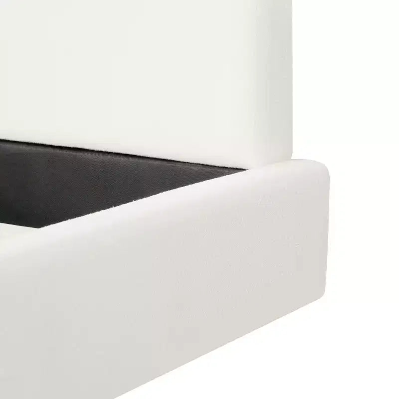 Cadre de lit plateforme rembourré grand lit/très grand lit avec tête de lit capitonnée douce, Blanc - ModernLuxe