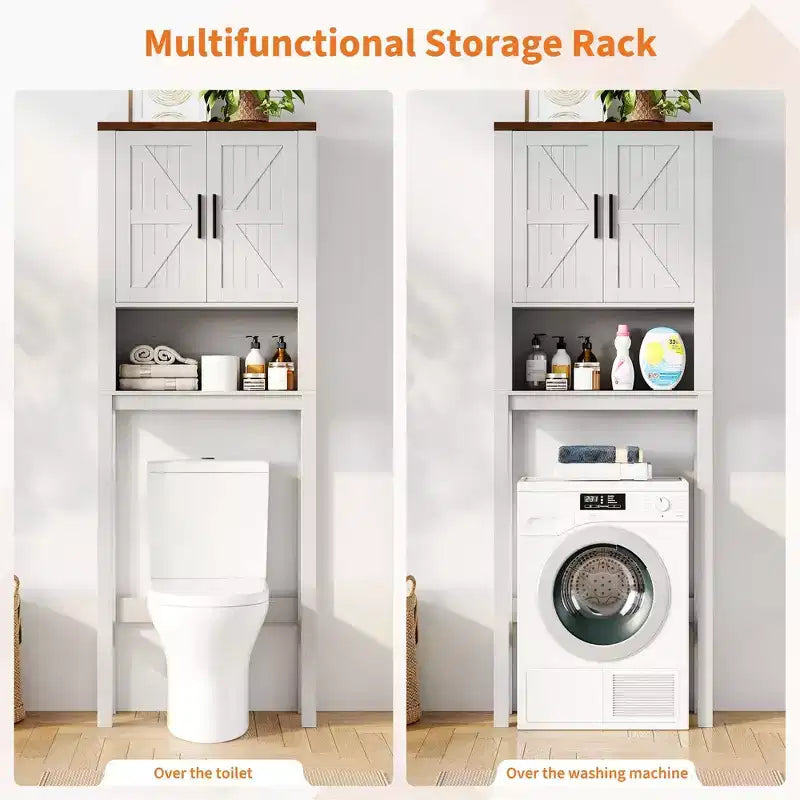Meuble de rangement WC moderne, étagère de salle de bain autoportante avec étagères réglables et dispositif anti-basculement