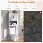 Meuble de rangement WC moderne, étagère de salle de bain autoportante avec étagères réglables et dispositif anti-basculement