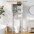 Meuble de rangement WC moderne, étagère de salle de bain autoportante avec étagères réglables et dispositif anti-basculement