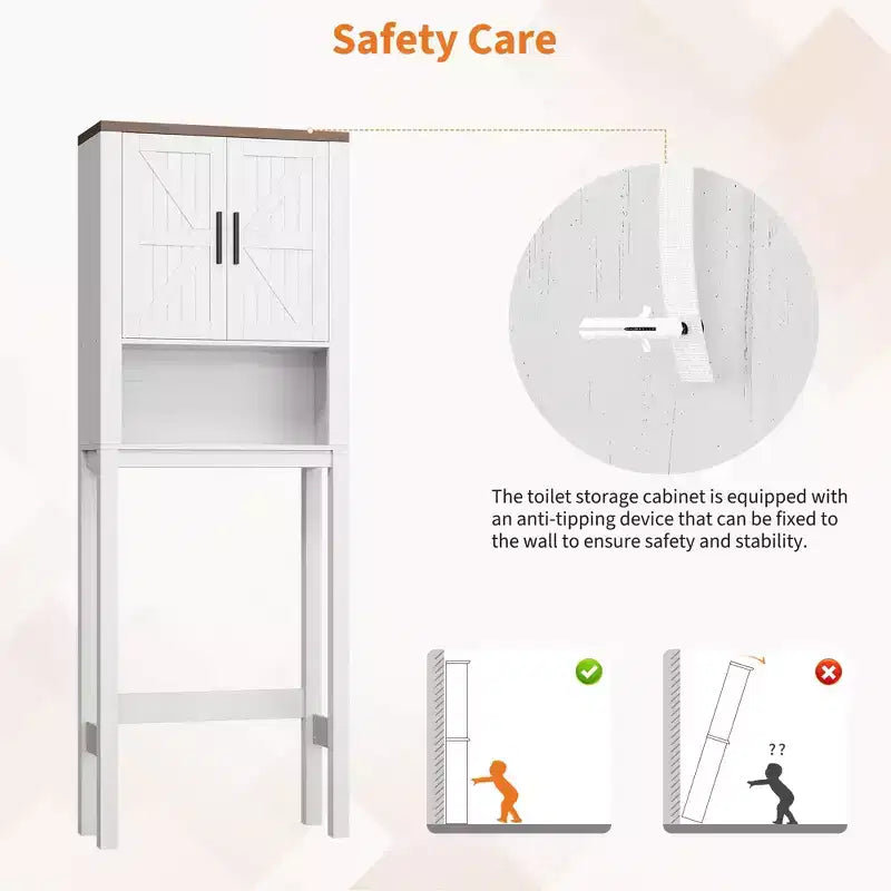 Meuble de rangement WC moderne, étagère de salle de bain autoportante avec étagères réglables et dispositif anti-basculement