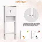 Meuble de rangement WC moderne, étagère de salle de bain autoportante avec étagères réglables et dispositif anti-basculement