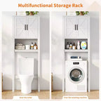 Meuble de rangement WC moderne, étagère de salle de bain autoportante avec étagères réglables et dispositif anti-basculement