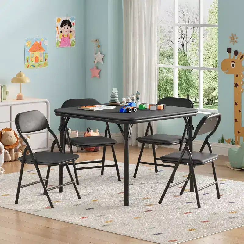 Ensemble table et chaises pliantes 5 pièces pour enfants, ensemble de meubles de bureau et de salle à manger pour tout-petits, pour crèche, salle de jeux, salle de classe et maison