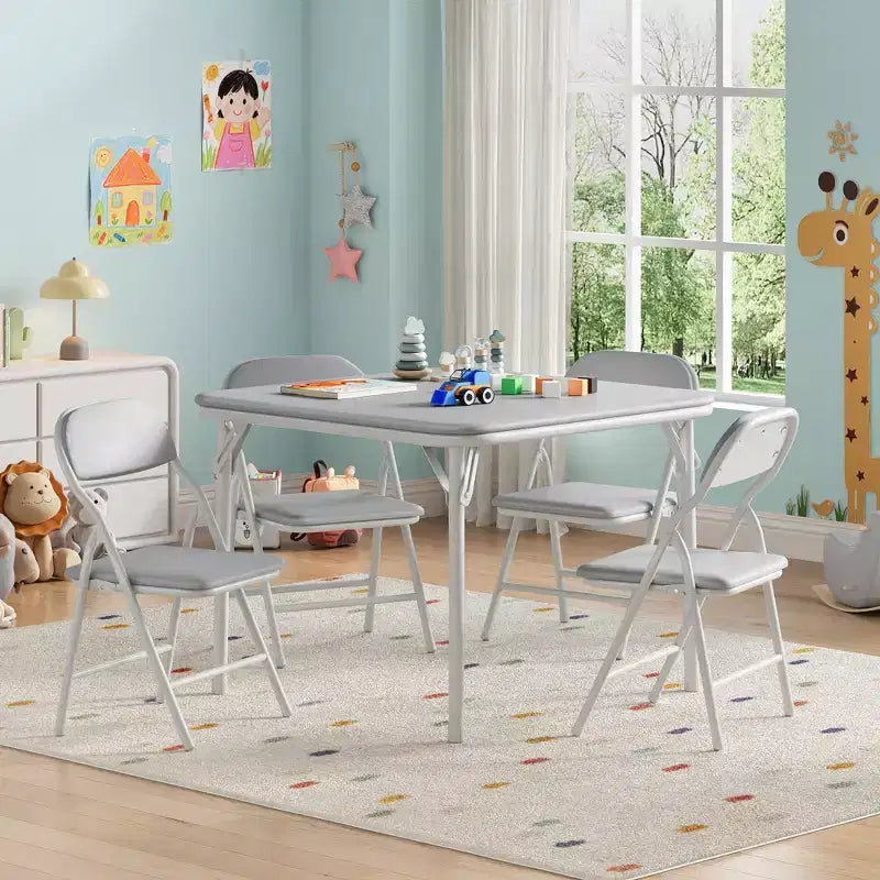 Ensemble table et chaises pliantes 5 pièces pour enfants, ensemble de meubles de bureau et de salle à manger pour tout-petits, pour crèche, salle de jeux, salle de classe et maison