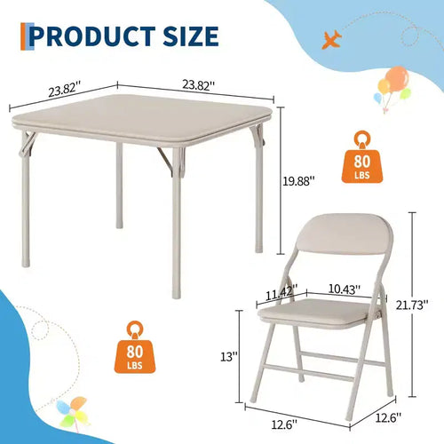 Ensemble table et chaises pliantes 5 pièces pour enfants, ensemble de meubles de bureau et de salle à manger pour tout-petits, pour crèche, salle de jeux, salle de classe et maison