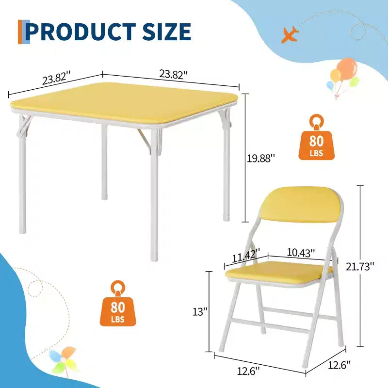 Ensemble table et chaises pliantes 5 pièces pour enfants, ensemble de meubles de bureau et de salle à manger pour tout-petits, pour crèche, salle de jeux, salle de classe et maison
