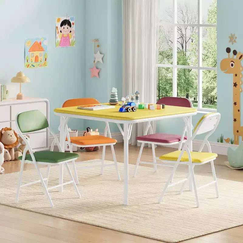 Ensemble table et chaises pliantes 5 pièces pour enfants, ensemble de meubles de bureau et de salle à manger pour tout-petits, pour crèche, salle de jeux, salle de classe et maison